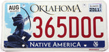 2011 Oklahoma Native America license plate grading excellent minus