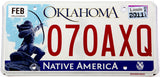 2011 Oklahoma Native America license plate grading excellent minus