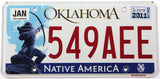 2011 Oklahoma Native America license plate grading excellent minus