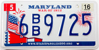 2016 Maryland War of 1812 car license plate grading excellent