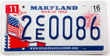 2016 Maryland War of 1812 car license plate grading excellent