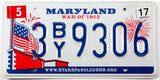 2017 Maryland War of 1812 car license plate grading excellent plus