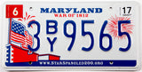 2017 Maryland War of 1812 car license plate grading excellent plus