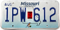 2017 Missouri license plate grading excellent minus