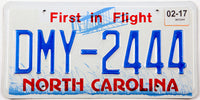 2017 North Carolina First in Flight car license plate grading excellent plus