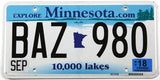 2018 Minnesota car license plate grading very good plus