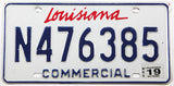 2019 Louisiana commercial license plate grading excellent minus