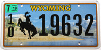 2019 Wyoming car license plate from Fremont county grading excellent