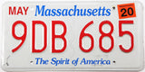 2020 Massachusetts car license plate grading excellent minus