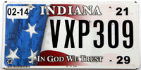 2021 Indiana In God we Trust car license plate grading excellent minus