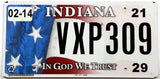 2021 Indiana In God we Trust car license plate grading excellent minus