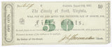 Fifty Cents obsolete civil war currency issued by the County of Scott from Estillville, now Gate City, VA in 1862 with the tree vignette for sale by Brandywine General Store grading extra fine