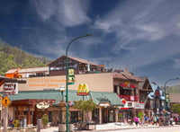 An archival premium Quality art Print of Hoggs Tavern, McDonalds and Loco Burro Stores in Gatlinburg for sale by Brandywine General Store