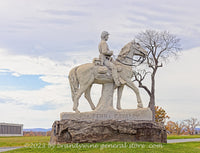 An original premium quality art print of Pennsylvania 8th Cavalry 2nd Brigade Monument with Horse and Rider in Gettysburg Military Park for sale by Brandywine General Store