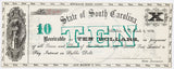 An obsolete ten dollar Revenue Bond Scrip issued in 1872 for the Blue Ridge Railroad Company from Columbia South Carolina for sale by Brandywine General Store in AU condition