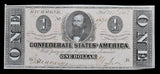 A T-71 One Dollar Clement C. Clay obsolete bill issued by the Central Government during the Civil War in 1864 for sale by Brandywine General Store PF 14 Almost Uncirculated