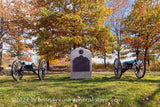 An original premium quality art print of US Army of the Potomac 2nd Corps Artillery Monument in Gettysburg Military Park for sale by Brandywine General Store