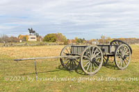 art print of Artillery Wagon and General Meade monument on Cemetery Ridge in Gettysburg National Cemetery