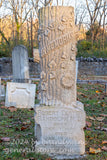 art print of tree shaped tombstone in Burwell Cemetery at the Old Chapel