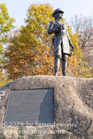 art print of General Kimble Warren monument with plaque on the Gettysburg battle Little Round Top