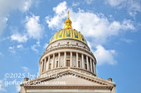 art print of gold glistening on the WV capitol dome in Charleston