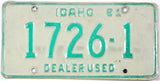 1981 Idaho dealer license plate grading very good