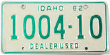 1982 Idaho dealer license plate in very good plus condition