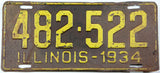 antique 1934 Illinois car license plate grading good plus