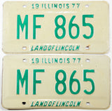 pair of 1977 Illinois license plates grading very good