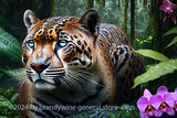 Majestic cougar and orchids art print by brandywine general store