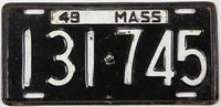 antique 1949 Massachusetts car license plate grading very good