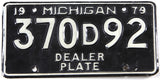 1979 Michigan dealer license plate grading very good plus