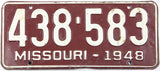 1948 Missouri License Plate