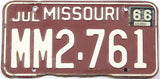 1966 Missouri car license plate grading very good