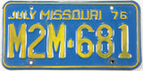 1976 Missouri car license plate grading very good plus