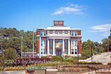 art print of Oglebay Hall with flower beds on WVU campus