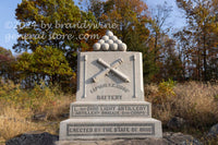 art print of Ohio Battery L 1st light artillery monument on Gettysburg battlefield on Little Round Top