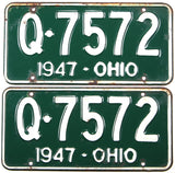 antique pair of 1947 Ohio car license plates grading very good