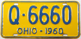 1960 Ohio car license plate in very good plus condition