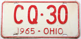 1965 Ohio car license plate with 4 digit DMV number grading very good