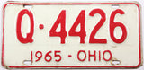 1965 Ohio car license plate grading very good