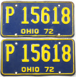 pair of 1972 Ohio license plates in very good condition