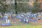 Burwell Cemetery at dusk showing many tombstones at the Old Chapel art print