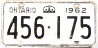 1962 Ontario Canada car license plate grading good plus