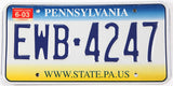 2003 Pennsylvania car license plate grading excellent