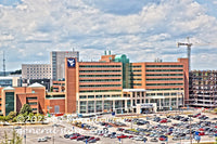 art print of WVU Ruby Memorial hospital in Morgantown WV