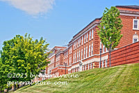 art print of Stalnaker Hall on WVU campus showing a side view