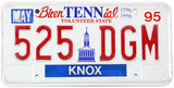 1995 Tennessee state bicentennial car license plate from Knox county grading very good plus