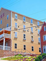 art print of tennis shoes over the power lines at frat houses WVU campus