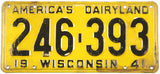 1941 Wisconsin single License Plate